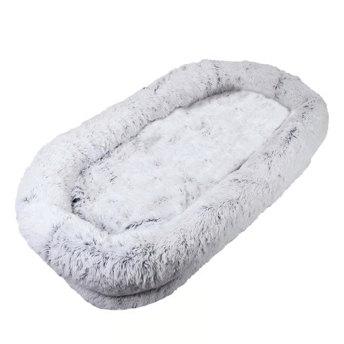 Human Dog Bed, Washable Faux Fur Dog Bed For People Doze Off, Napping Orthopedic Dog Bed,71'x45'x14  Size Fits You And Pets Grey