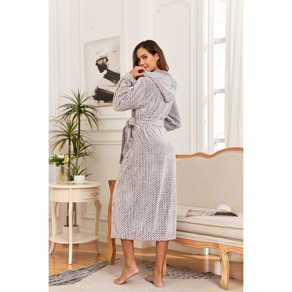 RONGTAI Ladies Long Fleece Bathrobe