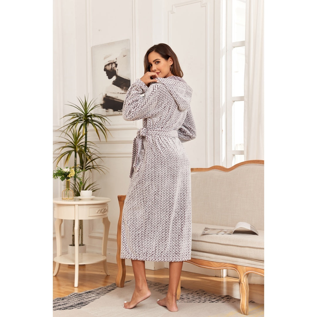 RONGTAI Ladies Long Fleece Bathrobe