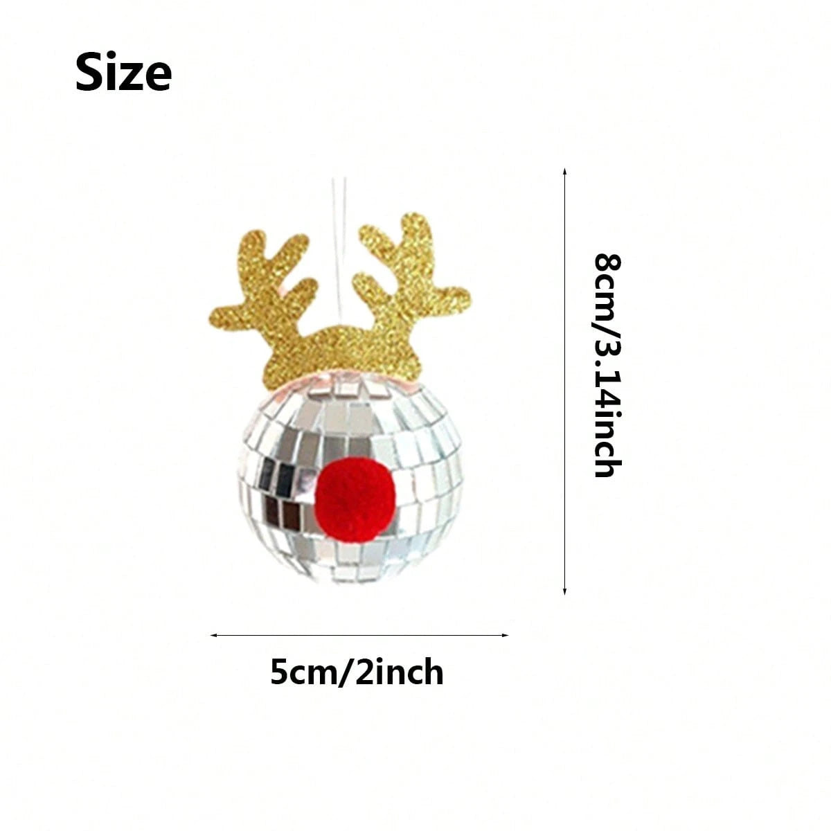 5 Pcs Disco Mirror Christmas Ball Pendants With Elk Antlers Cute Disco Ball Accessories Car Disco Mirrors Deer Antler Ornament Halloween Props For Xmas Trees Garlands Music Festival Birthday Party Dec
