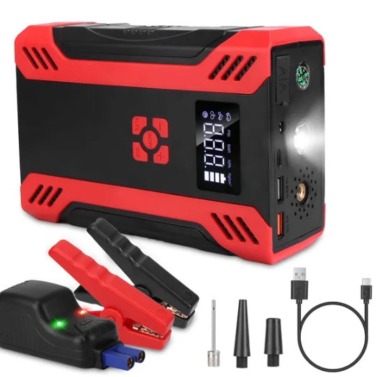 Portable Car Jump Starter with Air Compressor – 2000A Peak Battery Booster & Digital Tire Inflator for 12V Vehicles (Up to 6.5L Gas / 4.0L Diesel)