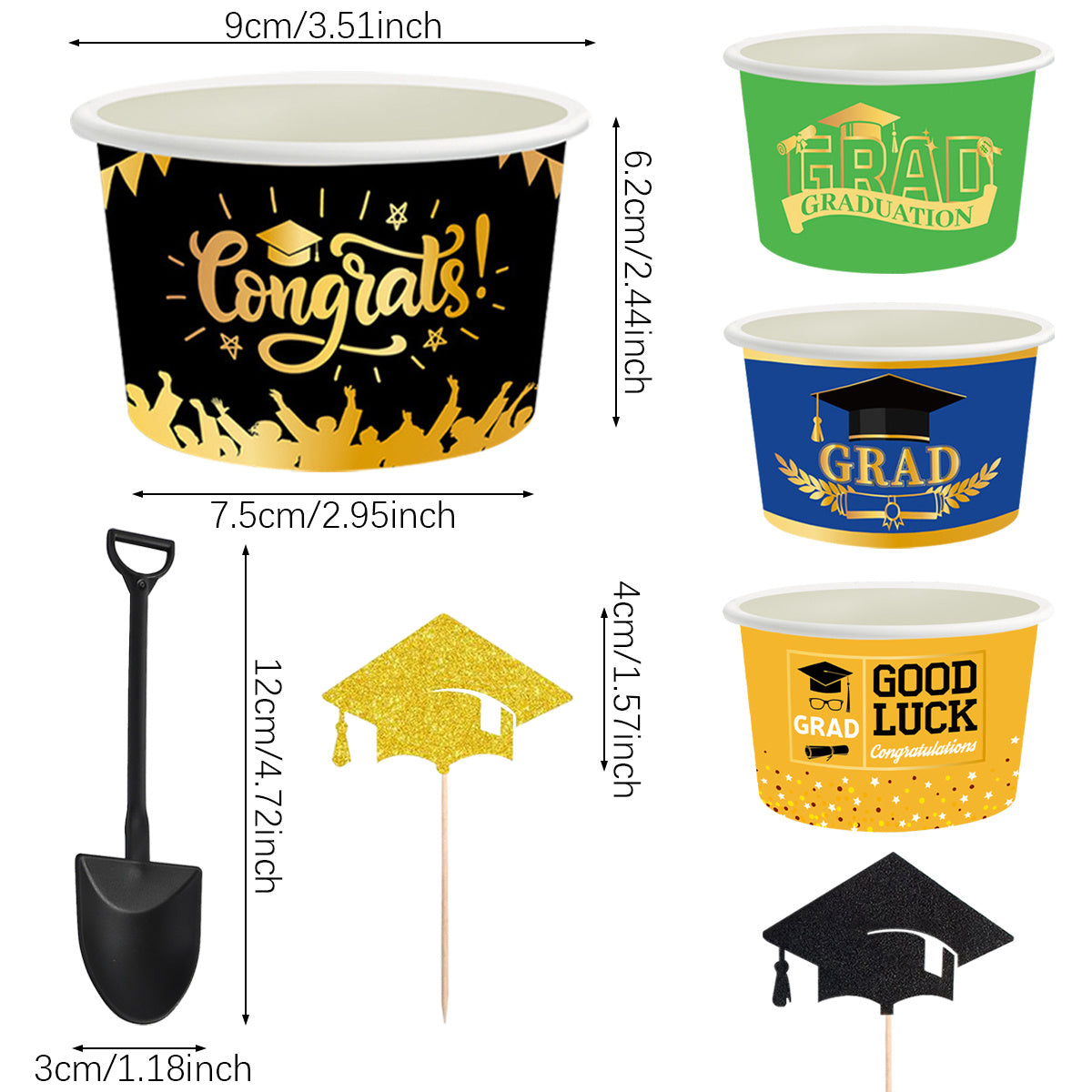 24Pcs Graduation Party Ice Cream Cups