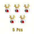 5 Pcs Disco Mirror Christmas Ball Pendants With Elk Antlers Cute Disco Ball Accessories Car Disco Mirrors Deer Antler Ornament Halloween Props For Xmas Trees Garlands Music Festival Birthday Party Dec